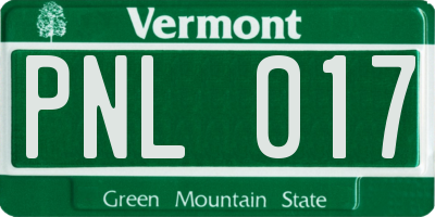 VT license plate PNL017