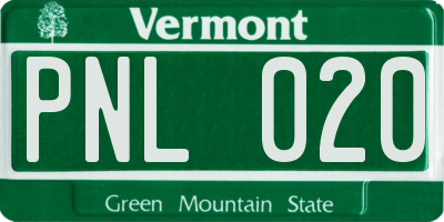VT license plate PNL020