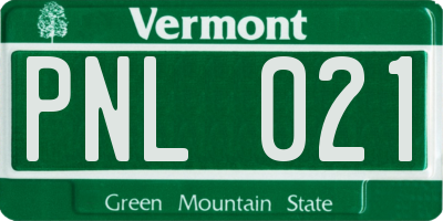 VT license plate PNL021