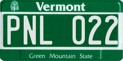 VT license plate PNL022
