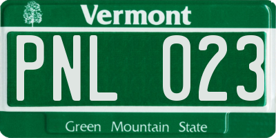 VT license plate PNL023