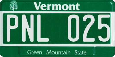 VT license plate PNL025