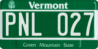 VT license plate PNL027