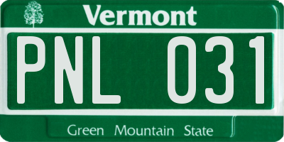 VT license plate PNL031