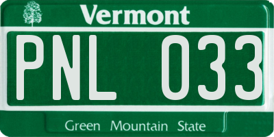 VT license plate PNL033