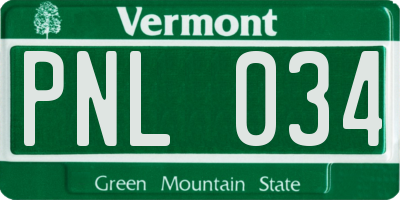 VT license plate PNL034