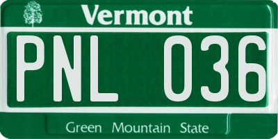 VT license plate PNL036