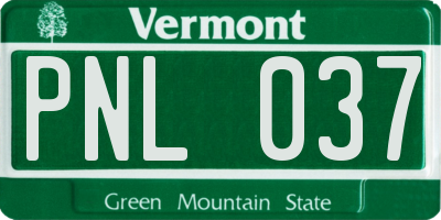 VT license plate PNL037