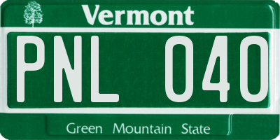 VT license plate PNL040