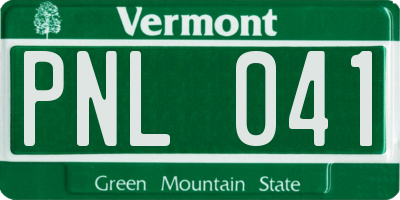 VT license plate PNL041