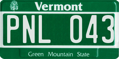 VT license plate PNL043