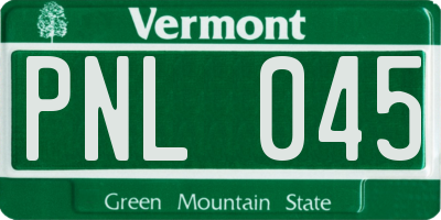 VT license plate PNL045