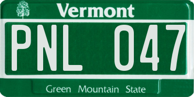 VT license plate PNL047