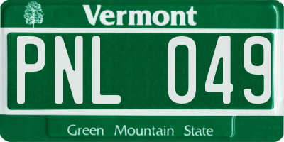 VT license plate PNL049