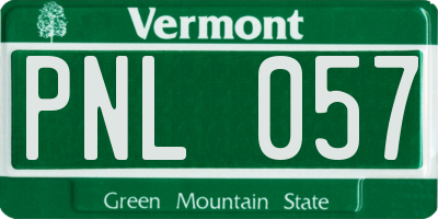 VT license plate PNL057