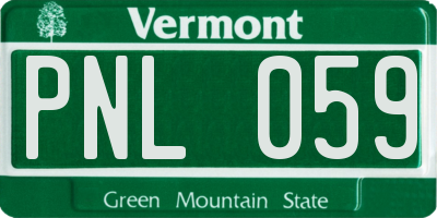 VT license plate PNL059