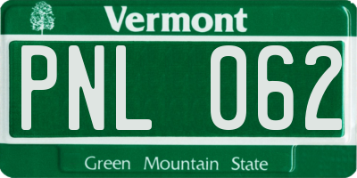 VT license plate PNL062