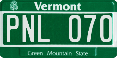 VT license plate PNL070