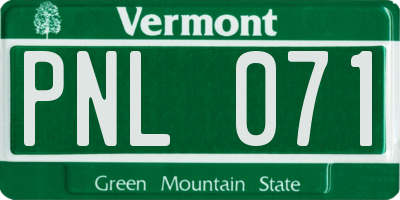 VT license plate PNL071
