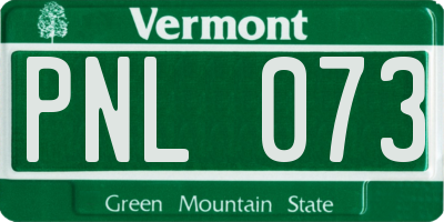 VT license plate PNL073