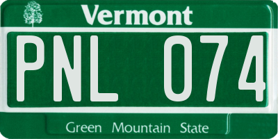 VT license plate PNL074