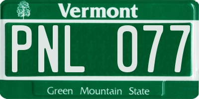 VT license plate PNL077