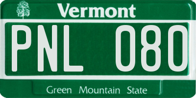 VT license plate PNL080