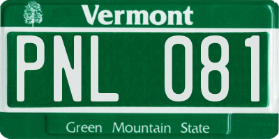 VT license plate PNL081