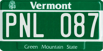 VT license plate PNL087