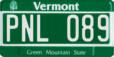 VT license plate PNL089