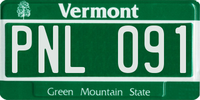 VT license plate PNL091