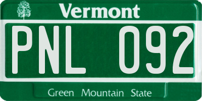 VT license plate PNL092