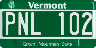 VT license plate PNL102
