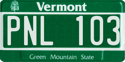 VT license plate PNL103