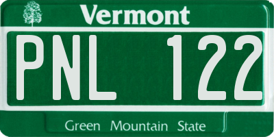 VT license plate PNL122
