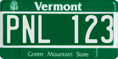 VT license plate PNL123