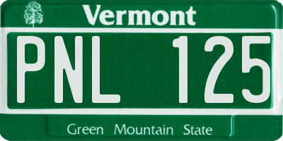 VT license plate PNL125