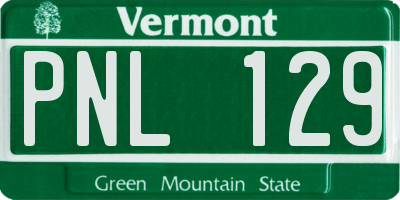 VT license plate PNL129