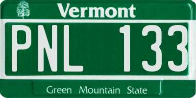 VT license plate PNL133