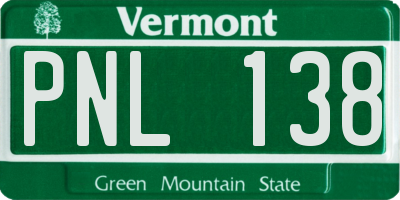VT license plate PNL138