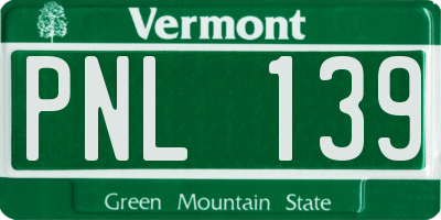 VT license plate PNL139