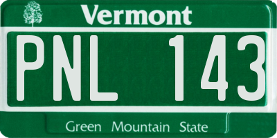 VT license plate PNL143