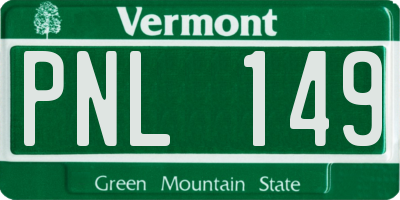 VT license plate PNL149