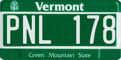 VT license plate PNL178