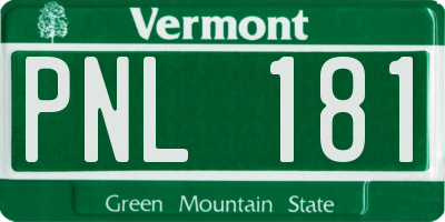 VT license plate PNL181