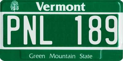VT license plate PNL189