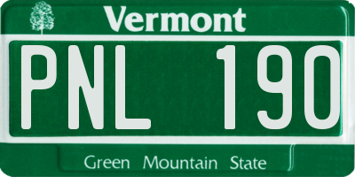 VT license plate PNL190