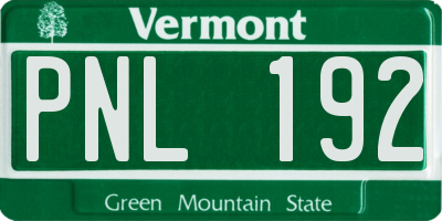 VT license plate PNL192