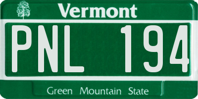VT license plate PNL194
