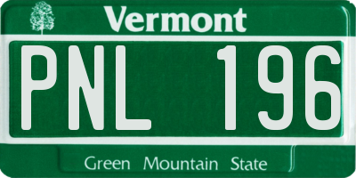 VT license plate PNL196